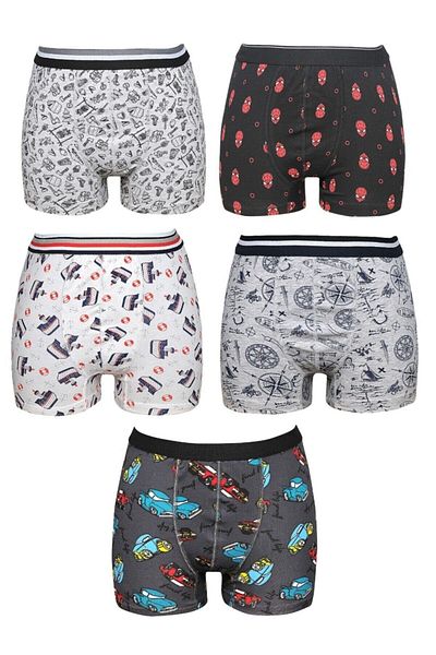 bonbonetti Boy's Mixed 5-Piece Cotton Luxury Boxers