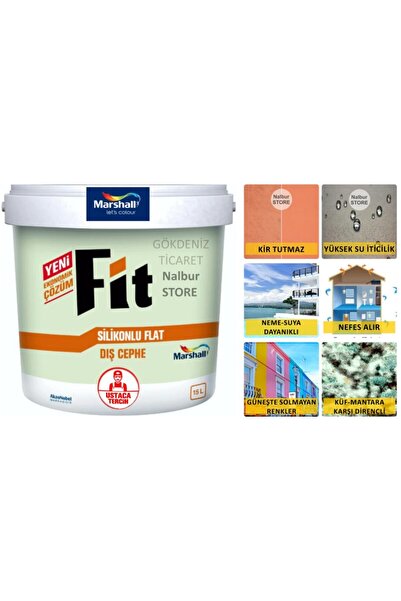 Marshall Fit Silikonlu Flat Dış Cephe Boyası 2.5LT=3.5KG BEYAZ-Kir tutmaz-Solmayan renkler-Kokusuz