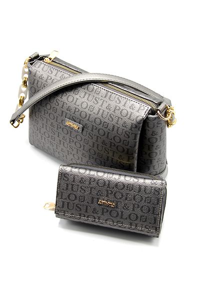 Just Polo Women's Gray Bag Wallet Combination
