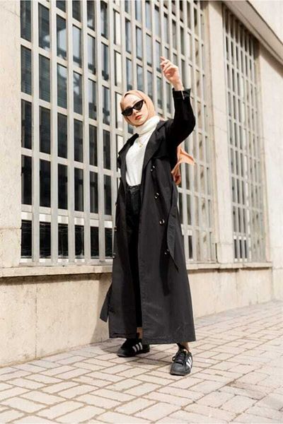 MİNT ATLAS Schwarzer klassischer Trenchcoat für Damen