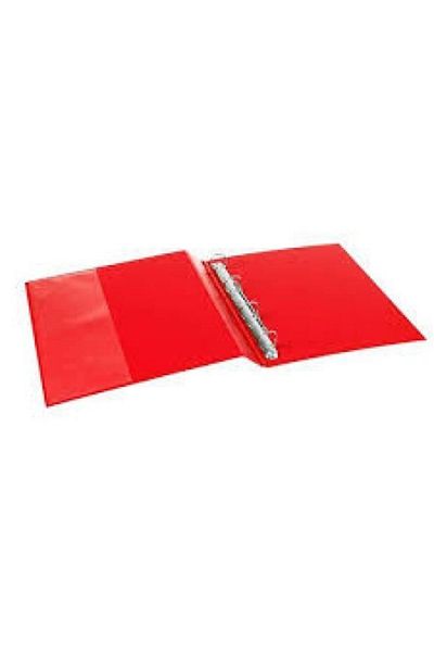 Esselte Folder 4 Rings with External Pocket-pp Red
