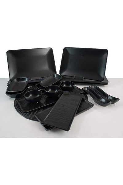 Keramika Siera 18 Piece Breakfast Set for 6 Persons Black