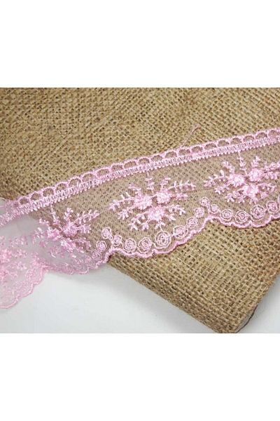 CAN 9 Meters Lace Guipure Pink ( Width 5 Cm )