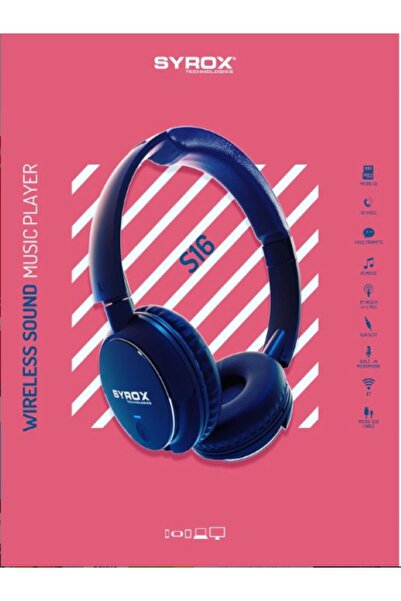 Syrox J-80 As16 Pembe Kulaküstü Kablosuz Bluetooth Kulaklık Hafıza Kartı Giri...