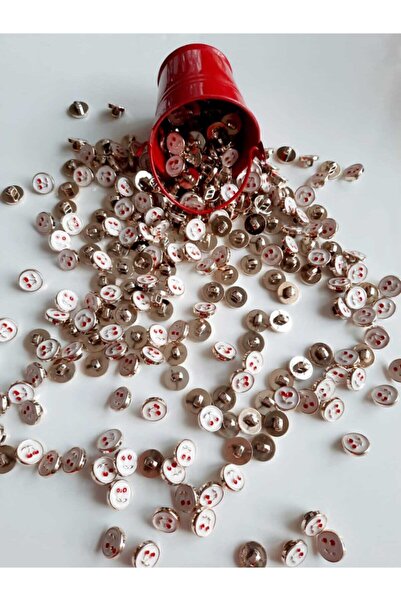 canan dizayn Metalize Düğme Ayaklı Gold 11,5 Mm 20'li Paket Kırmızı -beyaz Ki...
