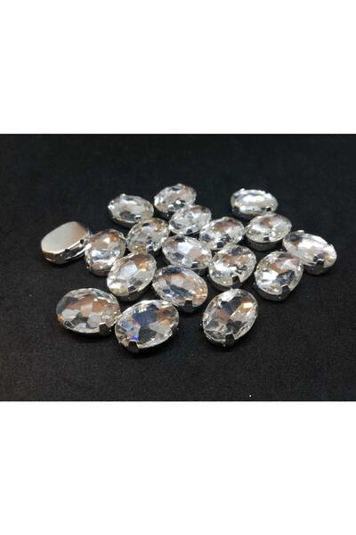 yiğit aksesuar 13x18(1.8cm) Kasalı Dikme Oval Cam Taş(15 Adet)