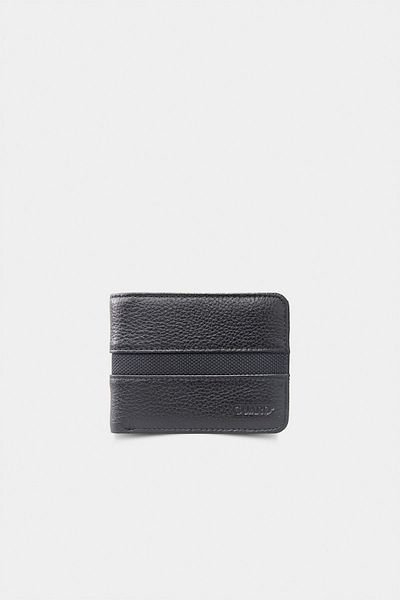 GUARD Striped Black Leather Wallet
