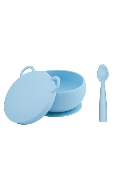 OiOi Nutrition Set 2 Pieces Blue Vacuum Bowl and Nam Nam Spoon