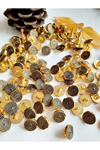 canan dizayn Metalize Düğme Gold Siyah 15 Mm Ayaklı Düğme 20'li Paket.