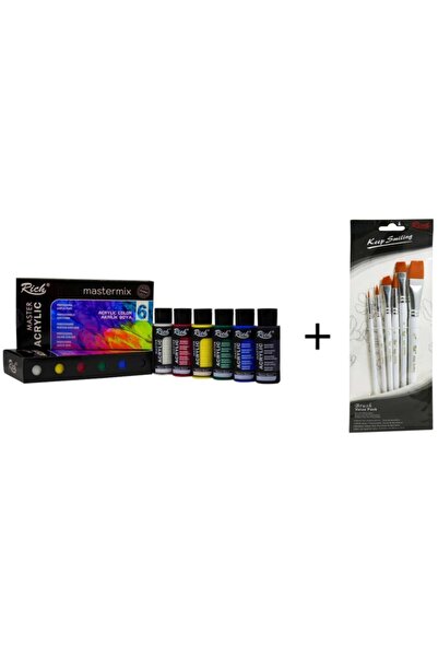 Rich Mastermix Akrilik Boya Seti 6'lı + Keep Smile Fırça Seti 6'lı