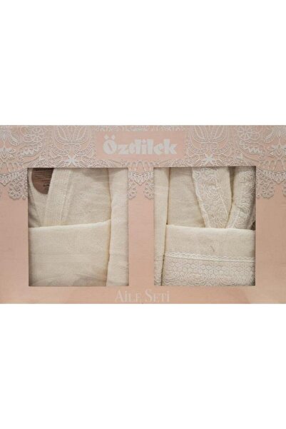Özdilek Orkide Aile Bornoz Seti Krem/krem