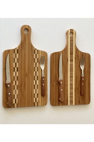 Ün-Ev Economical 6-Piece 2-Person Bamboo Large (Steak) Meat Presentation Set