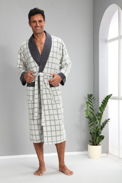 Nuşa Ανδρική ρόμπα καρό Jacquard Bambo Cotton