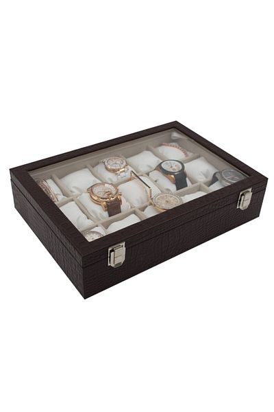 STAND MARKET Watch Box 15 Pieces Crocodile Brown