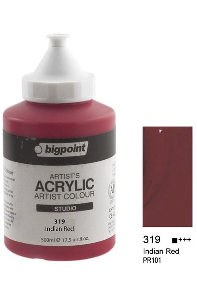 Bigpoint Artist's Studio Acrylic Paint Heavy Body 500ml Indian Red 319