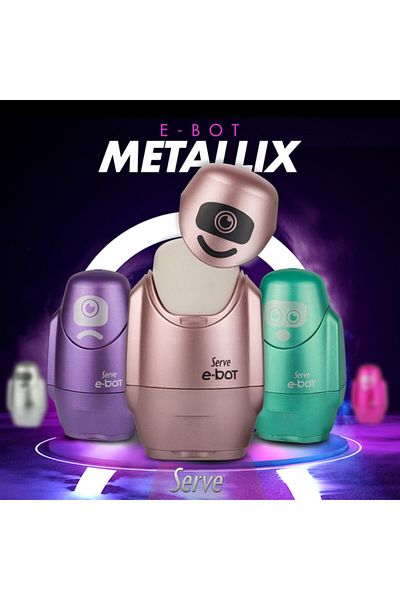 Serve مبراة أقلام E-bot مع ممحاة - ألوان معدنية - مجموعة من 4 قطع