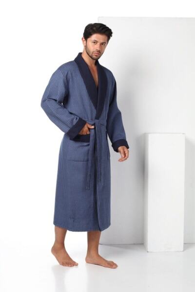 Nuşa Ανδρικό φόρεμα Navy Blue καρό Pique Bambo Cotton Cotton