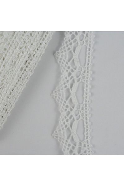 tuhafiyecimiz 10 Meters Cream Edge White Cotton Lace 30 mm p915