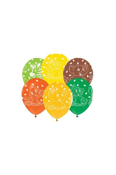 BalonEvi All-round Safari Printed Pastel Balloon 15 Pieces
