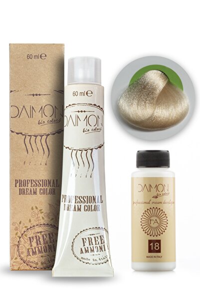 DAIMON Amonyaksız ( Fa ) 12.21 Ultra Açık Kristal Sarısı Saç Boyası + 60 Ml Amonyaksız Oksidan