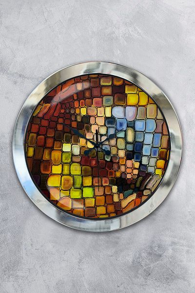 Kasva Concept Gift 36 cm Chrome Metal Colorful Wall Clock