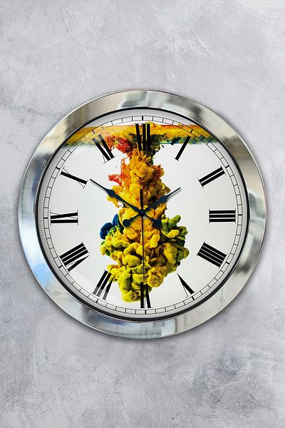 Kasva Concept 36 cm Chrome Metal Color World Wall Clock