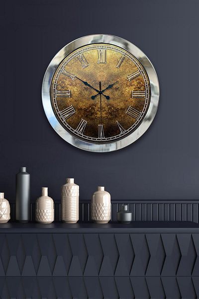 Kasva Concept Gift 36 cm Chrome Metal Girne Wall Clock