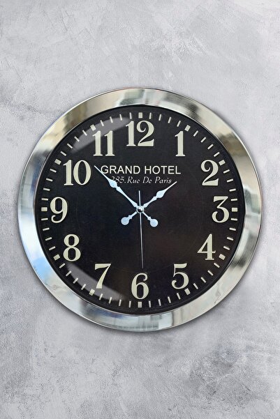 Platin Saat ساعة حائط جراند هوتيل معدن كروم مقاس 36 سم