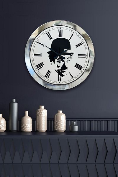 Kasva Concept Gift 36 cm Chrome Metal Charli Coupling Wall Clock