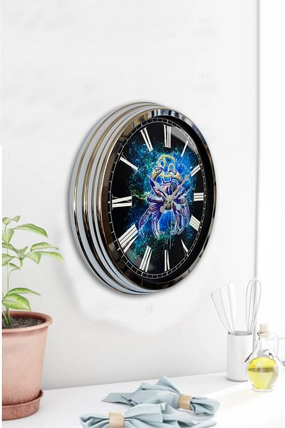 Kasva Concept Gift 40 cm Chrome Metal Cancer Wall Clock