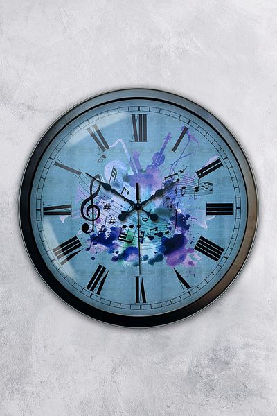 Kasva Concept Gift 40 cm Black Metal Music Wall Clock