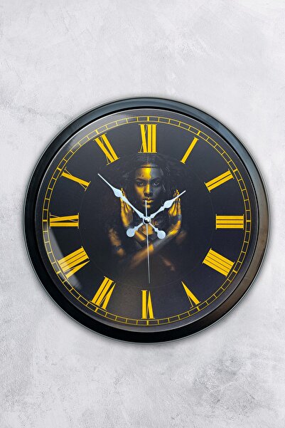 AİB STORE هدية ساعة حائط نسائية معدنية سوداء مقاس 40 سم