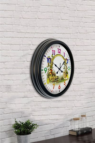 Kasva Concept Gift 40 cm Black Metal Natural Life Wall Clock