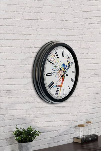 Kasva Concept Cadou 40 Cm Ceas de Perete Metal Negru