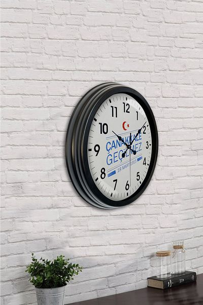 Kasva Concept Gift 40 cm Black Metal Çanakkale Wall Clock