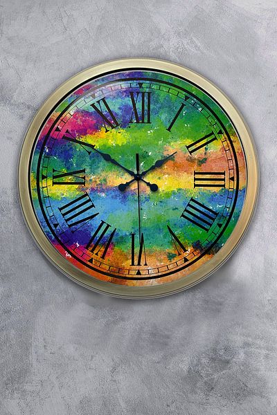 Kasva Concept Cadou 40 Cm Ceas de Perete Colorat Metal Vechi