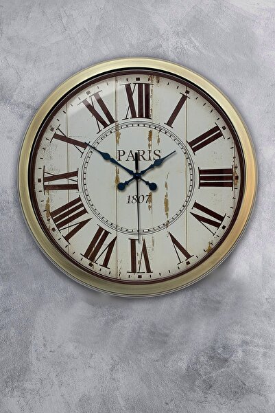 Kasva Concept ساعة حائط معدنية عتيقة مقاس 40 سم باريس 1807