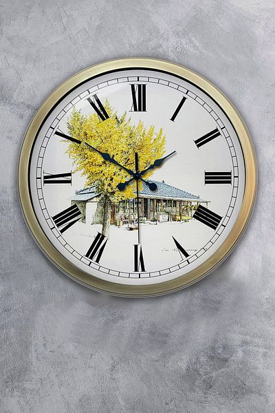 Kasva Concept Gift 40 cm Antique Metal Landscape Wall Clock