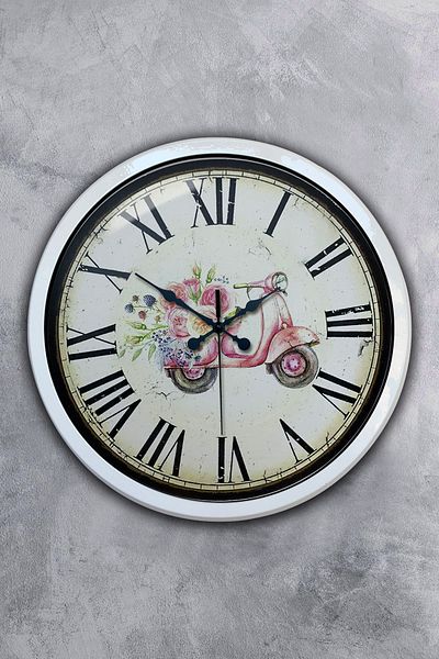 Kasva Concept 40 cm White Metal Pink Motor Wall Clock