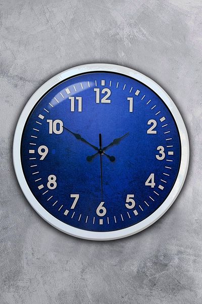 Kasva Concept 40 cm White Metal Blue Wall Clock