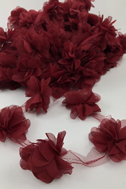 OzanTuhafiye Lazer Kesim Şifon Tül Şerit Çiçek 9 Mt Bordo – Diğer Parti Malze...