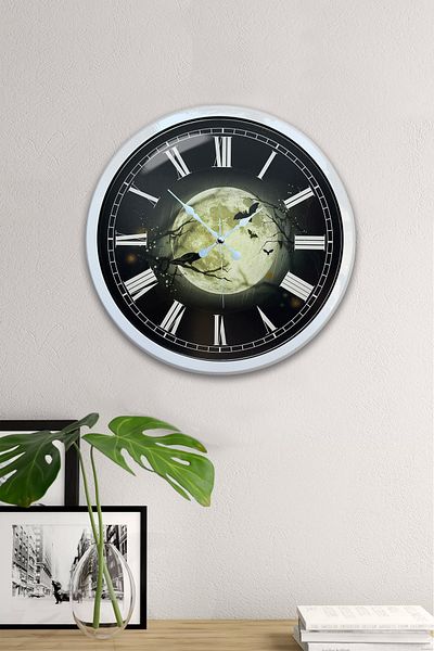 Kasva Concept Gift 40 cm White Metal Night Wall Clock