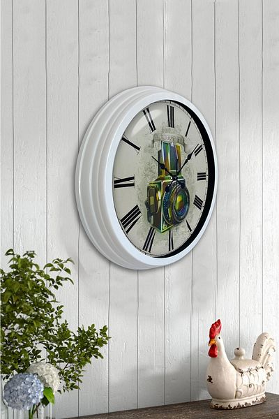 Kasva Concept Gift 40 cm White Metal Photo Wall Clock
