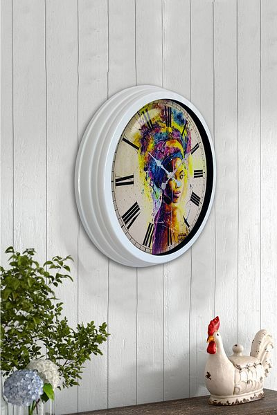 Kasva Concept Gift 40 cm White Metal African Wall Clock
