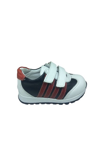 grafen Baby Boys' Sports Shoes White-Black Velcro 100% Leather Anatomical