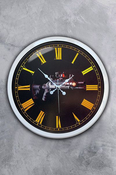 Kasva Concept 40 cm White Metal Gun Wall Clock