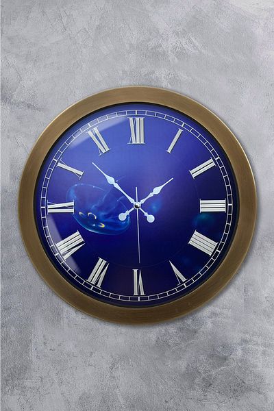 Kasva Concept Gift 36 cm Antique Metal Infinite Blue Wall Clock
