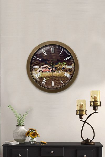 Kasva Concept Gift 36 cm Antique Metal Tosbağa Wall Clock