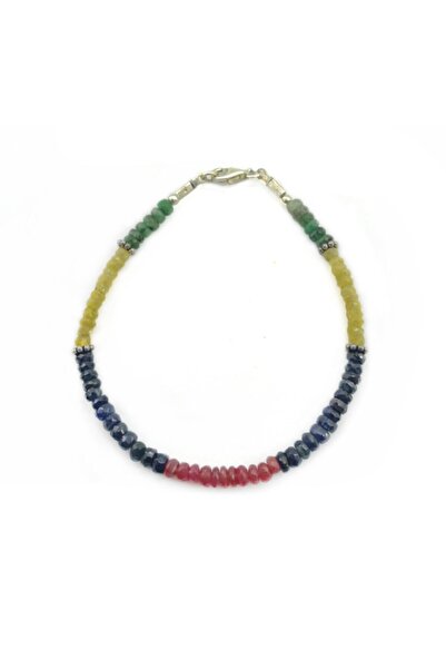 OSMANLI DOĞAL TAŞ سوار روبي أزرق معتمد من الياقوت الأصفر والأحمر