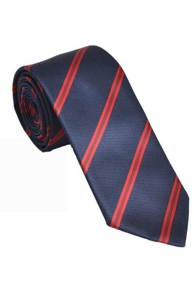 Brianze Red Striped Navy Blue Handkerchief Tie